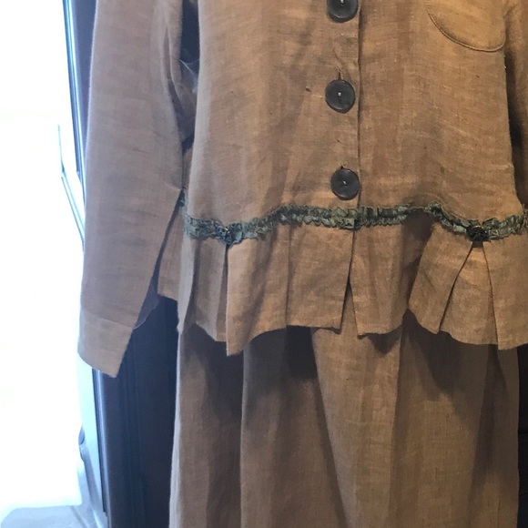 Taylor G Linen Skirt Long Elastic Waist & Jacket 2 Pc Set Boho 1X - Picture 3 of 16